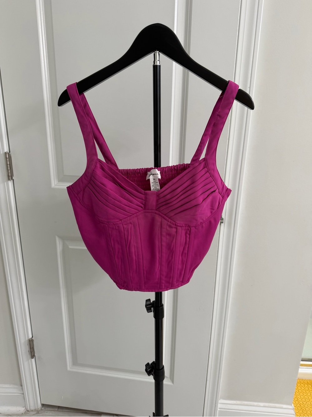 Jona Magenta Pink Pleated Corset Crop Top Size Medium